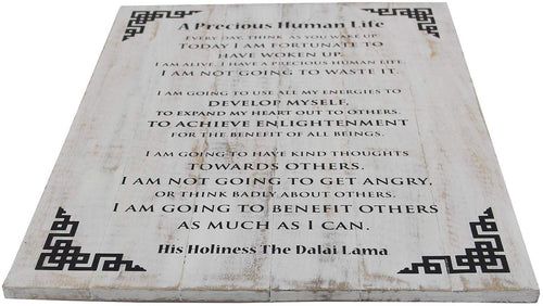 Dalai Lama Quotes ~ Wooden ~ A Precious Human Life ~ Inspirational Message Wall Decor - DharmaObjects