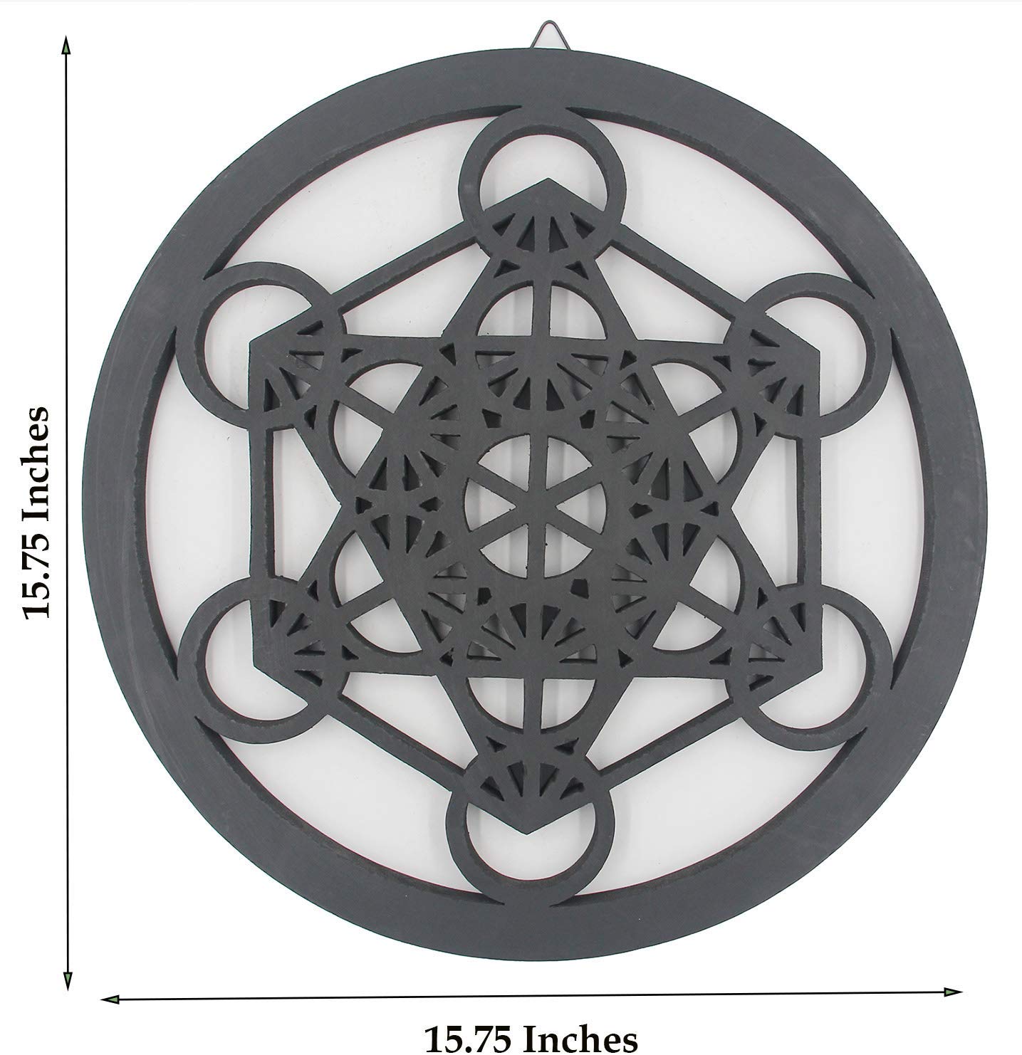 Large Metatron Cube Sacred Geometry Handcrafted Wooden Wall Decor Hanging Art (Black, 15.75 Inches) - DharmaObjects