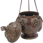 Tibetan Traditional Hanging Incense Burner Copper (8.5 x 6 x 6 Inches, Hanging 5) - DharmaObjects