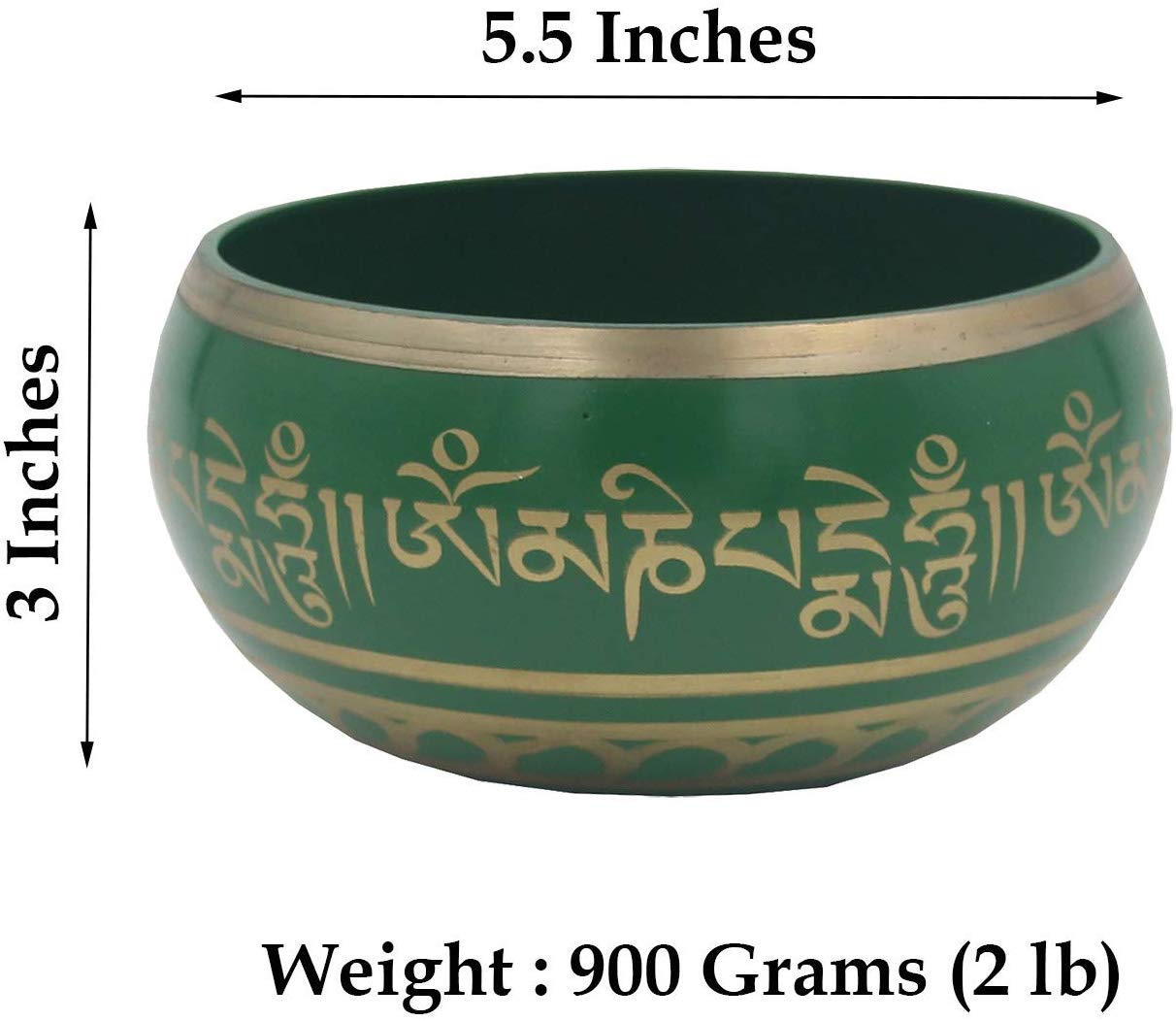 Tibetan Meditation Om Mani Padme Hum Singing Bowl Complete Set (X-Large, Green) - DharmaObjects