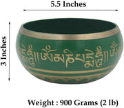 Tibetan Meditation Om Mani Padme Hum Singing Bowl Complete Set (X-Large, Green) - DharmaObjects
