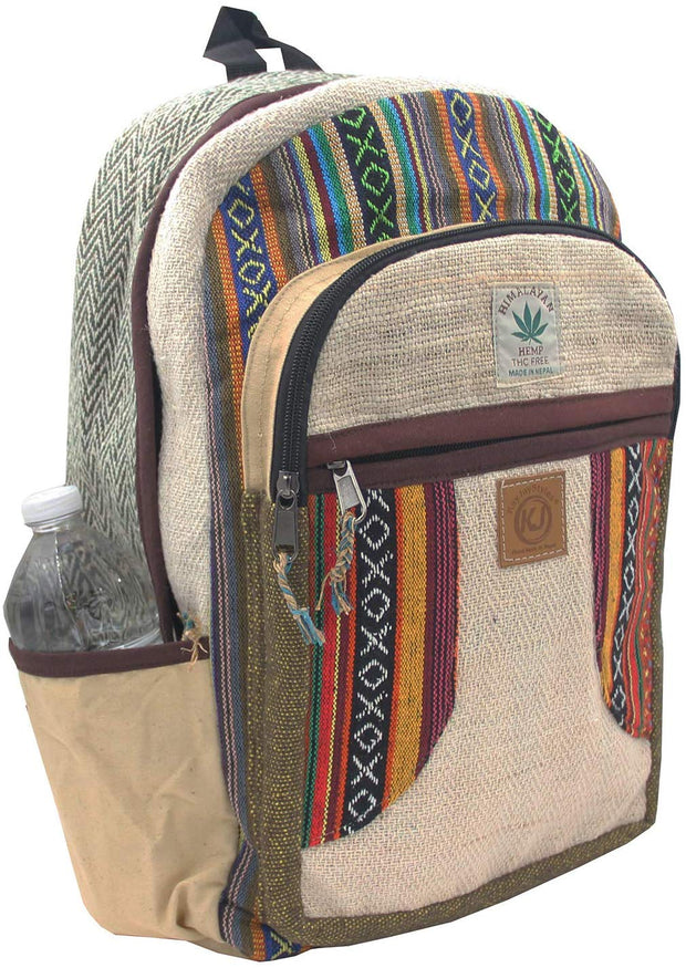 Natural Handmade Large Multi Pocket Hemp Nepal Backpack - DharmaObjects
