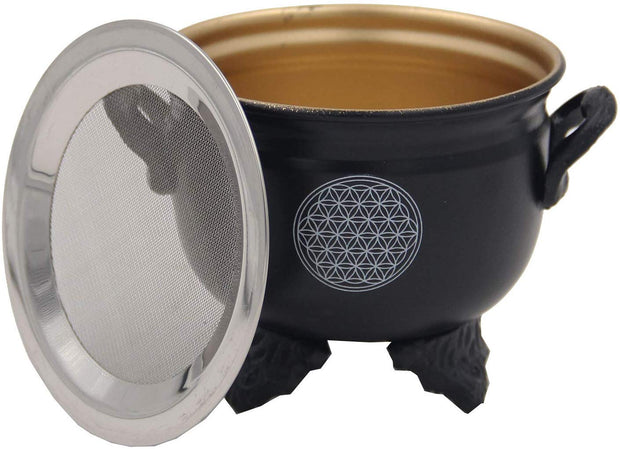 Large Metal Charcoal Screen Incense Burner (Flower of Life) - DharmaObjects
