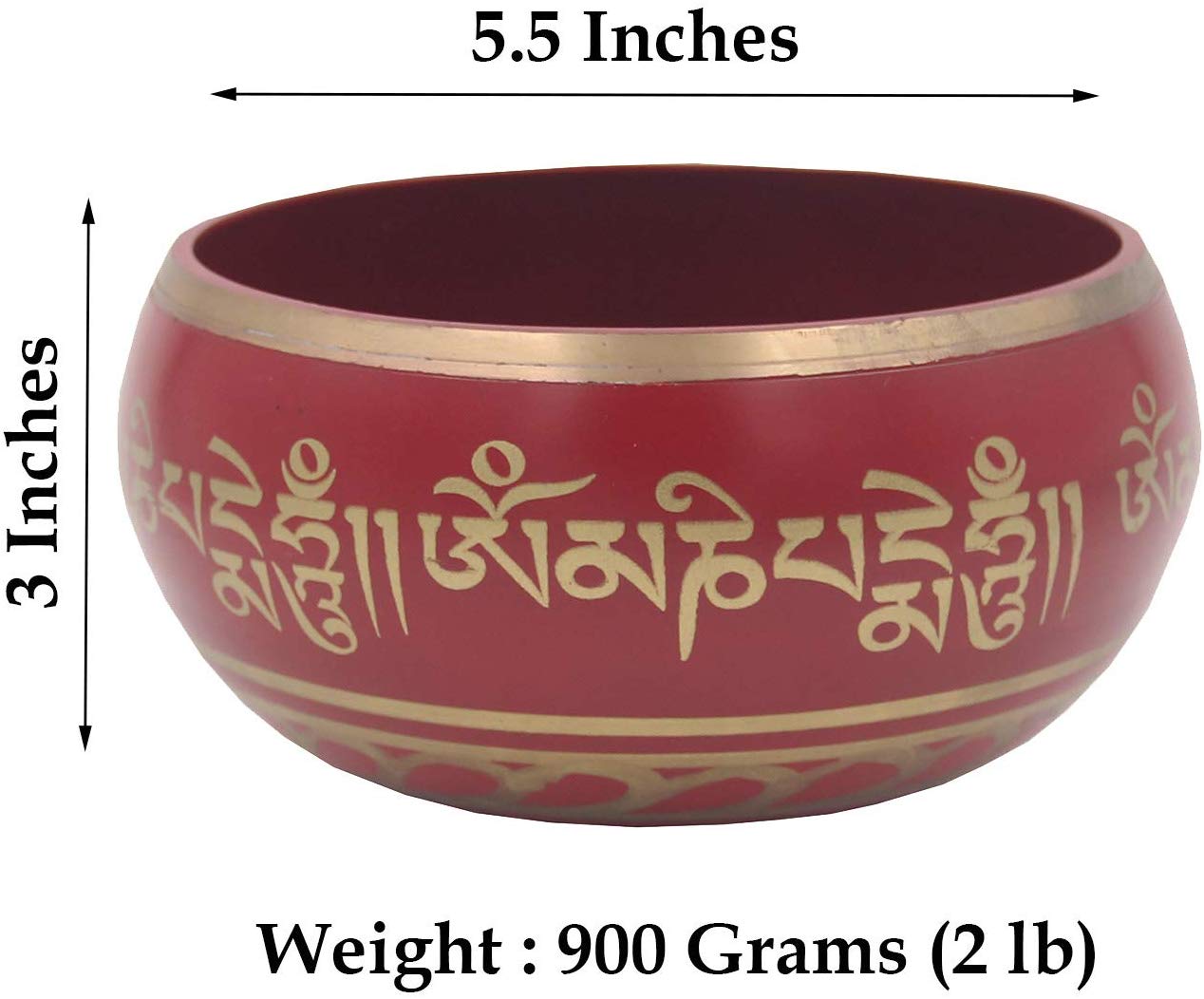 Tibetan Meditation Om Mani Padme Hum Peace Singing Bowl Complete Set (X-Large, Red) - DharmaObjects