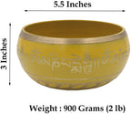 Tibetan Meditation Om Mani Padme Hum Peace Singing Bowl With Mallet (X-Large, Yellow) - DharmaObjects