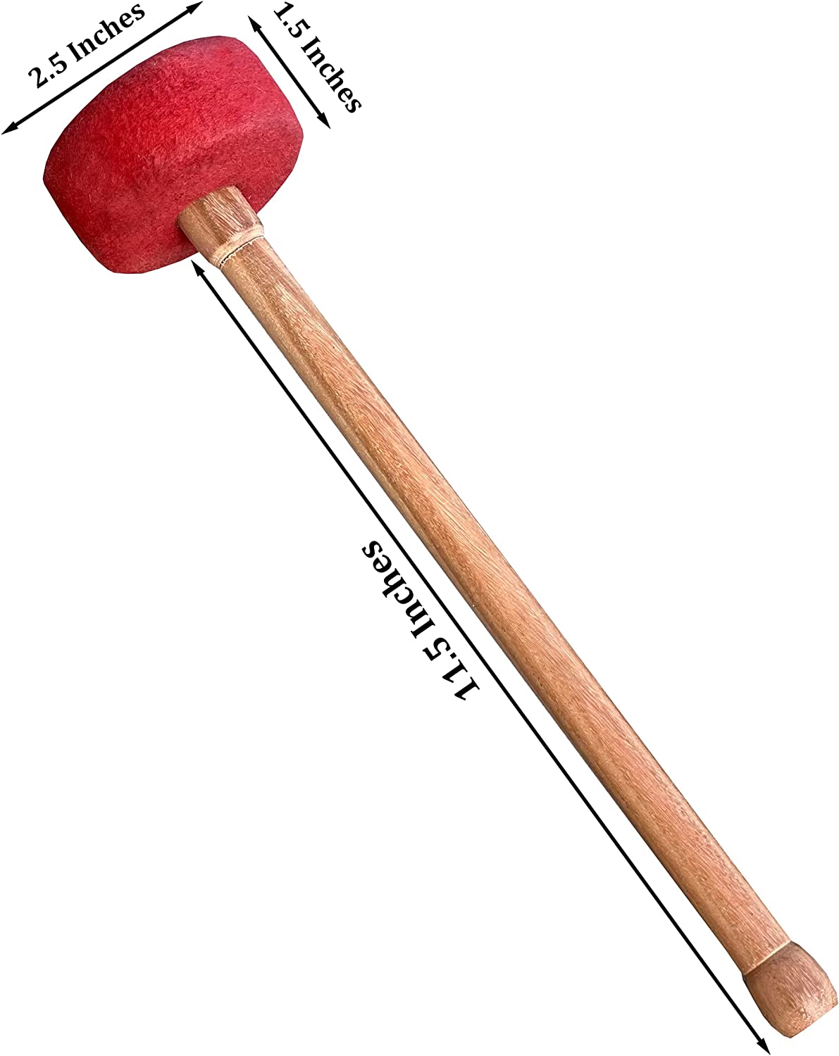 DharmaObjects Tibetan Singing Bowls Gong 12" Felt & Wood Striker Mallet (12" X 2.5")