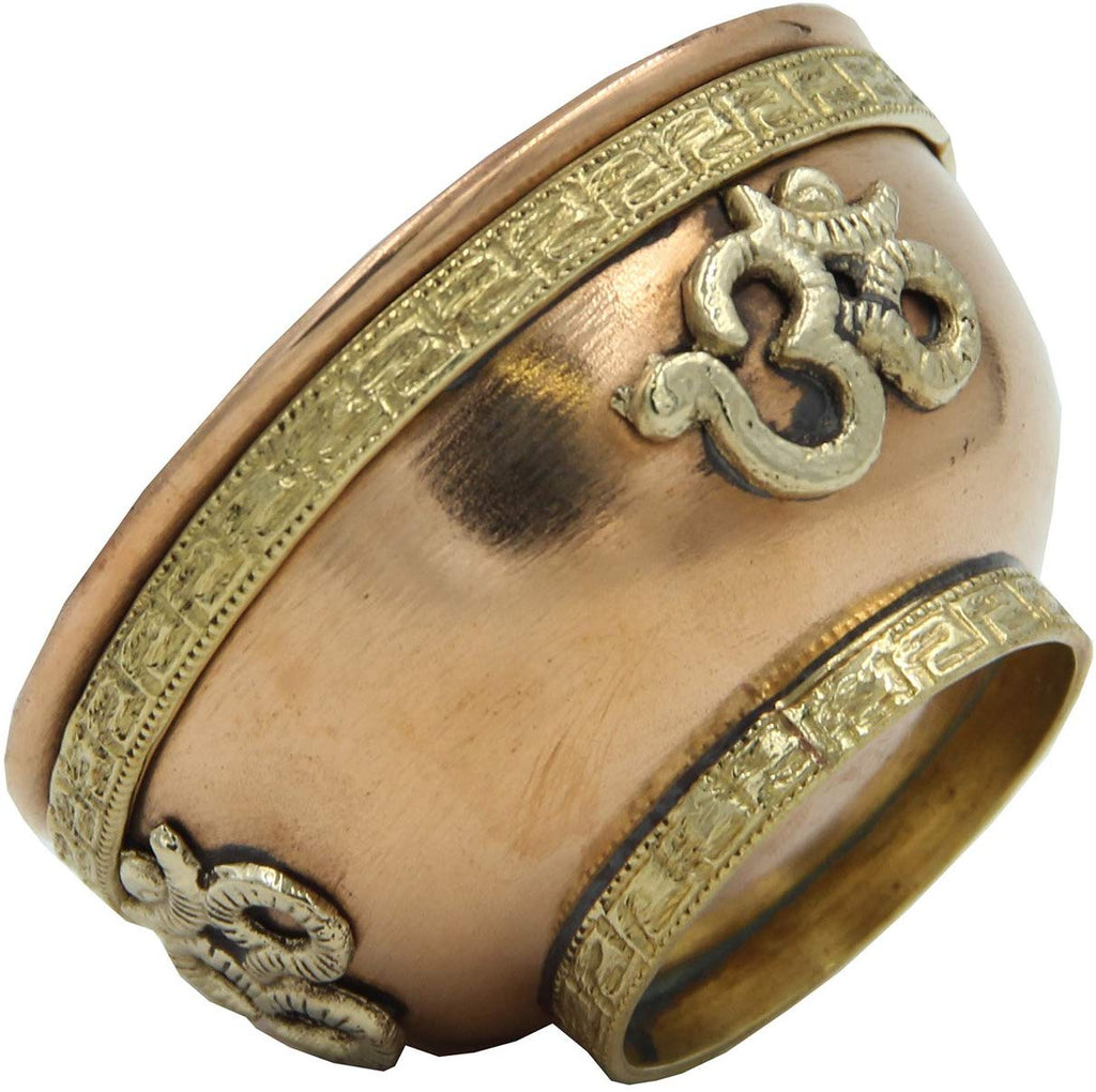 Copper Offering Bowl Incense Burner Holder (3 Inches, Om) - DharmaObjects