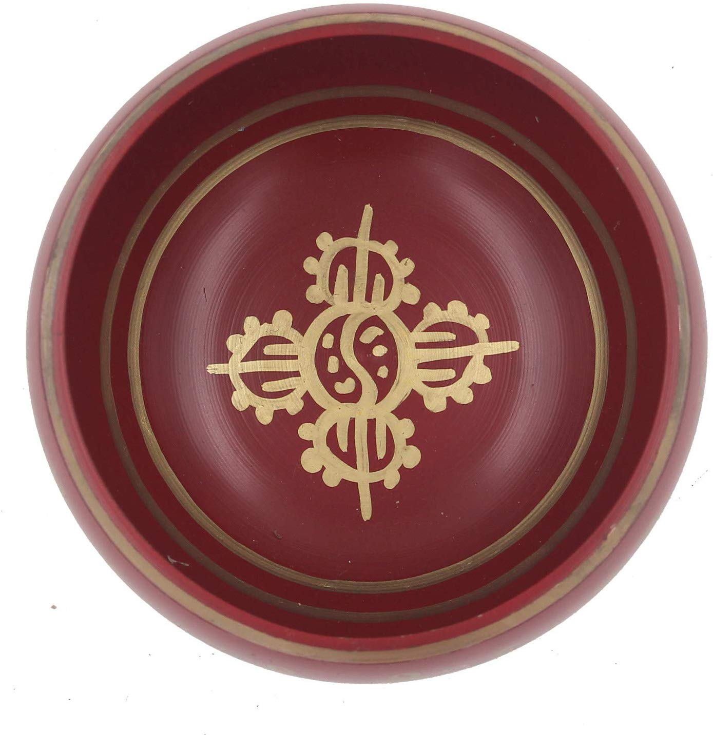 Tibetan Meditation Om Mani Padme Hum Peace Singing Bowl Complete Set (X-Large, Red) - DharmaObjects