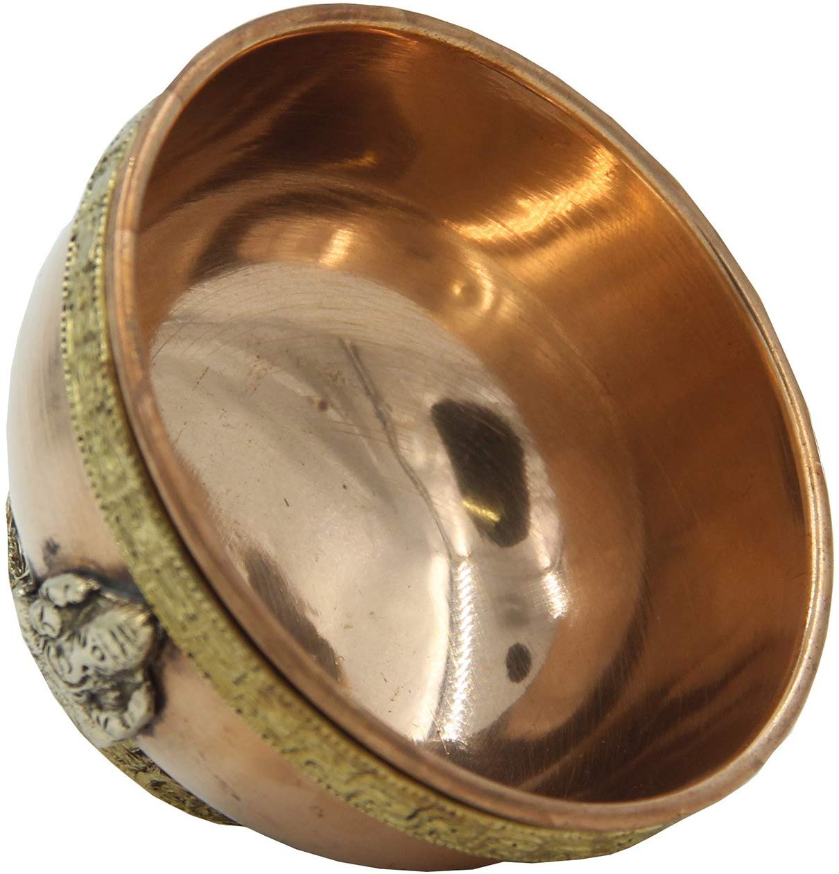 Copper Offering Bowl Incense Burner Holder (3 Inches, Ganesh) - DharmaObjects