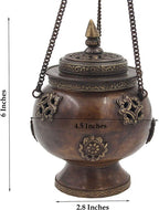 Tibetan Traditional Hanging Incense Burner Copper (6 x 4.5 x 4.5 Inches, Hanging 8) - DharmaObjects