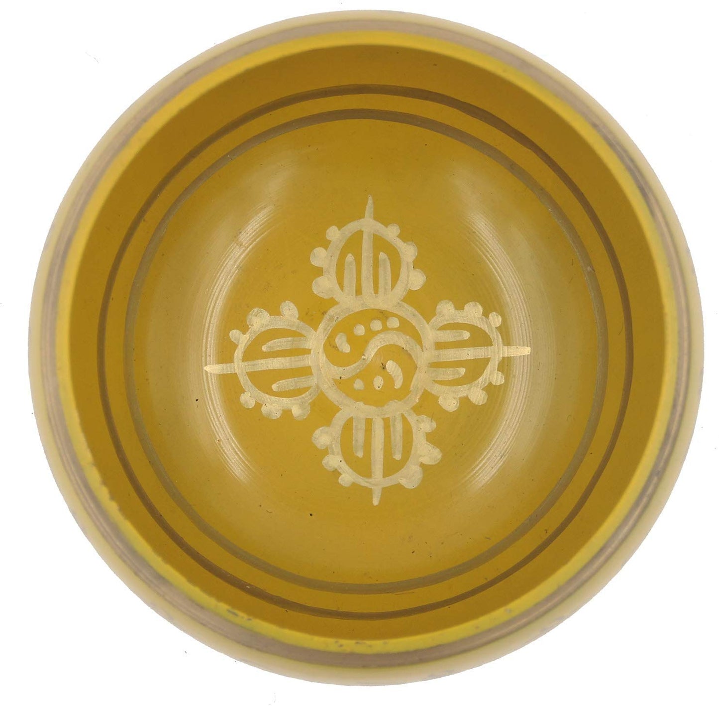 Tibetan Meditation Om Mani Padme Hum Peace Singing Bowl With Mallet (X-Large, Yellow) - DharmaObjects