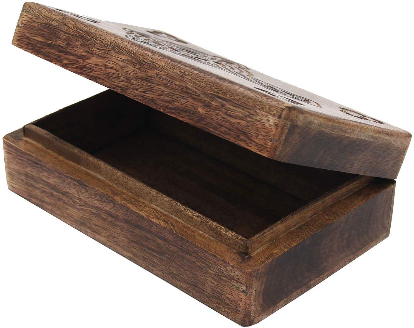 Hand Carved Jewelry Trinket Keepsake Wooden Storage Box (Large, Celtic Cross) - DharmaObjects