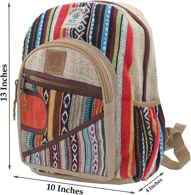 Handmade Natural Hemp Nepal Backpack Purse for Women & Girls Small Lightweight Daypack (DAYPACK4) - DharmaObjects