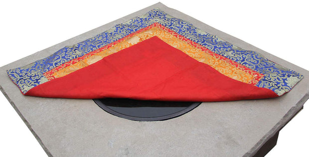 Tibetan Lotus Silk Brocade Table Runner/Shrine Cover/Altar Cloth/Table Cover (38 X 38 Inches) - DharmaObjects