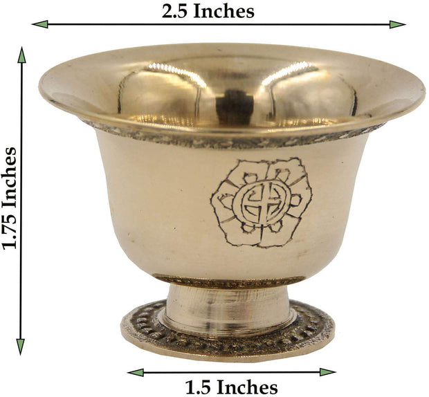 Ghee Lamp Holder Candle Holder Tibetan Brass Oil Butter Lamp Buddhist Supplies (Small) - DharmaObjects