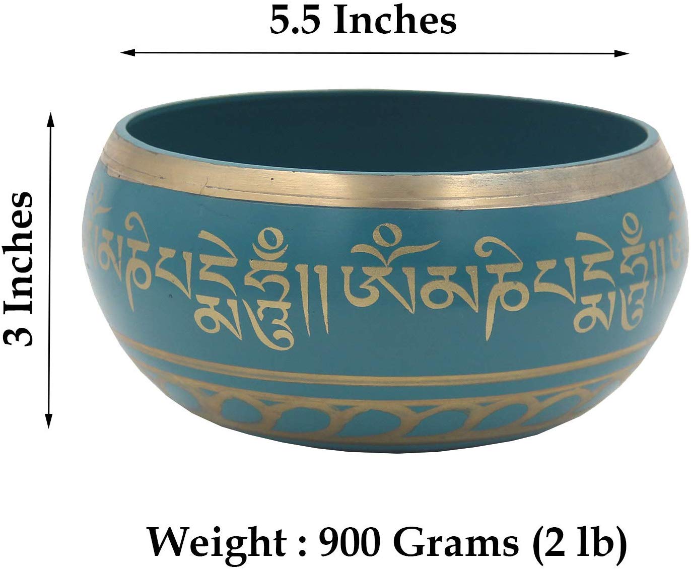 Tibetan Meditation Om Mani Padme Hum Singing Bowl Complete Set (X-Large, Turquoise) - DharmaObjects