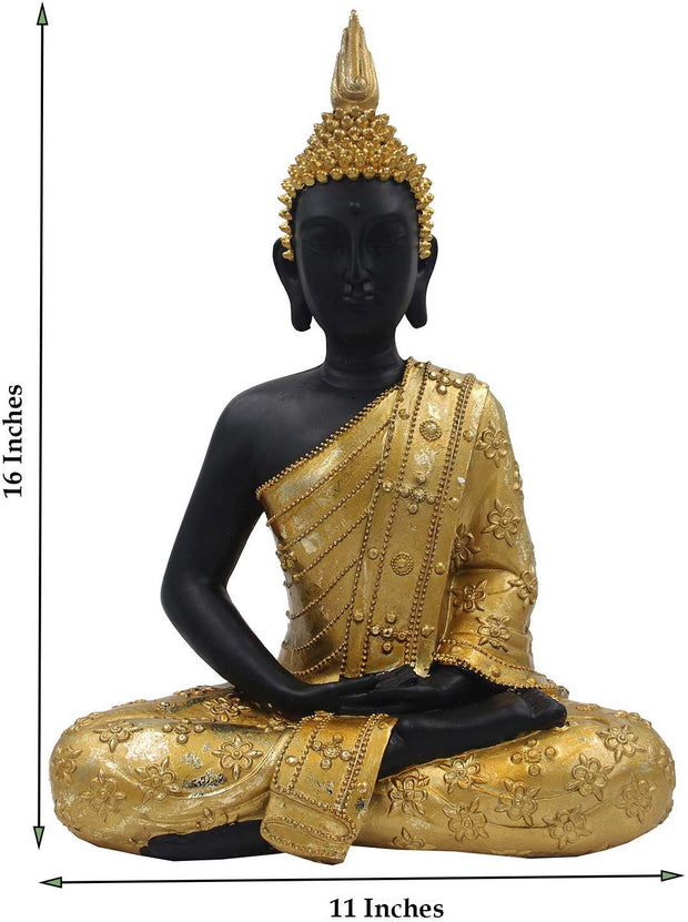 Meditating Buddha Statue Zen Mindfulness Peace Harmony (Gold, 16 Inches) - DharmaObjects