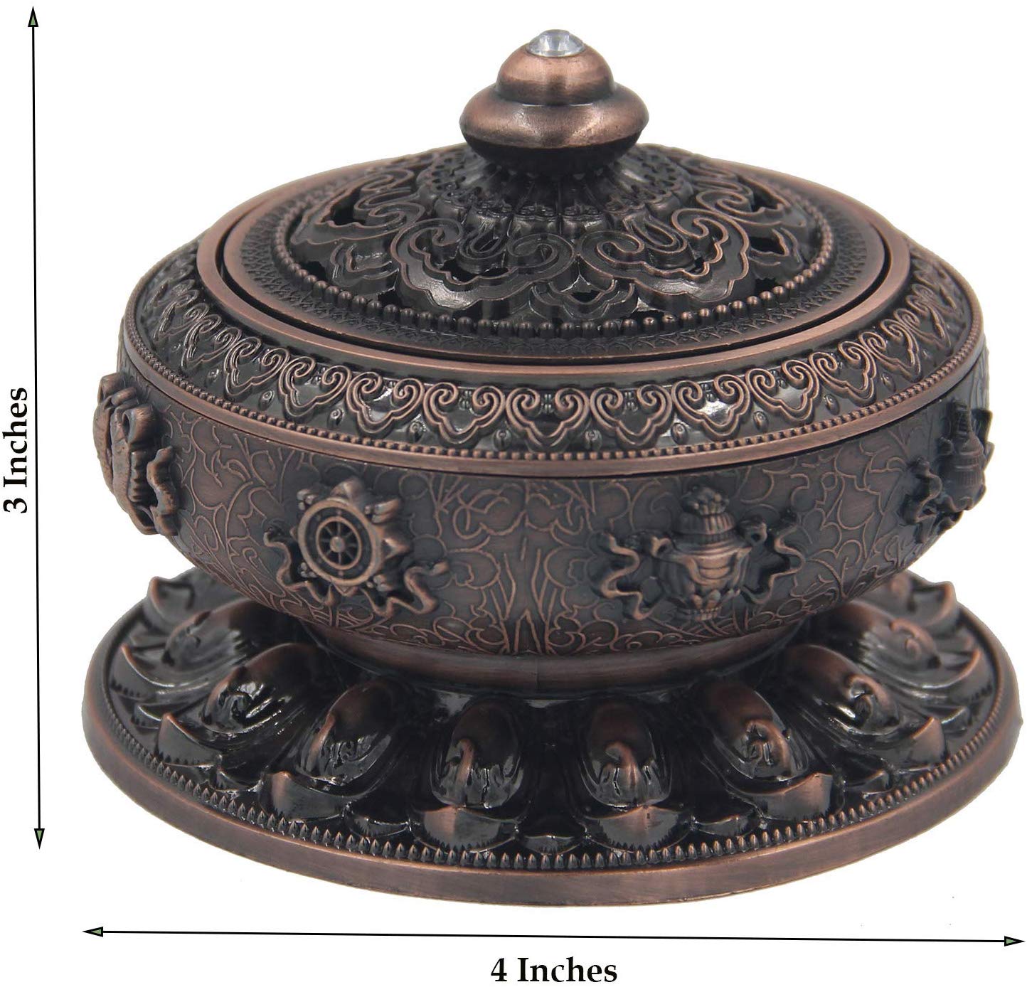 Large Charcoal Incense Burner 3 Inches Tall - DharmaObjects