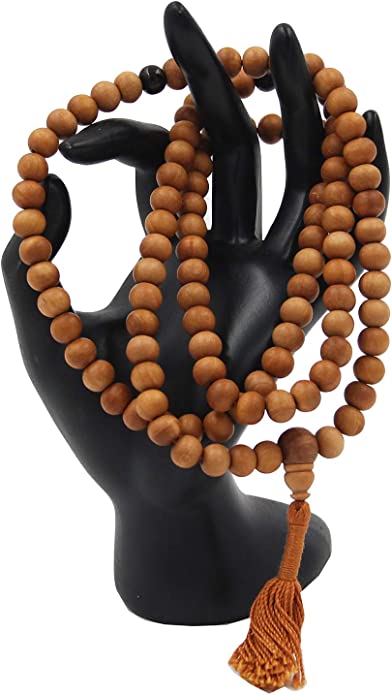 DharmaObjects 108 Beads Sandalwood Mala Mysore India with Free Mala Bag