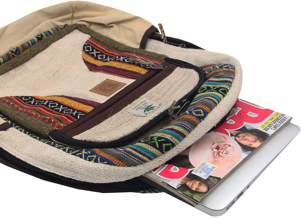 Natural Handmade Large Multi Pocket Hemp Nepal Backpack - DharmaObjects