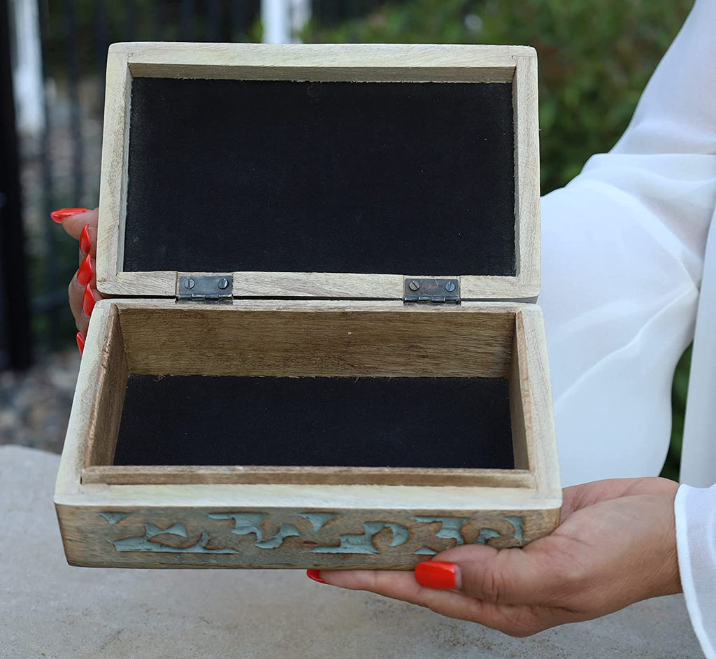 Hand Carved Jewelry Trinket Keepsake Wooden Storage Box (Celtic Tree of Life, Large) - DharmaObjects