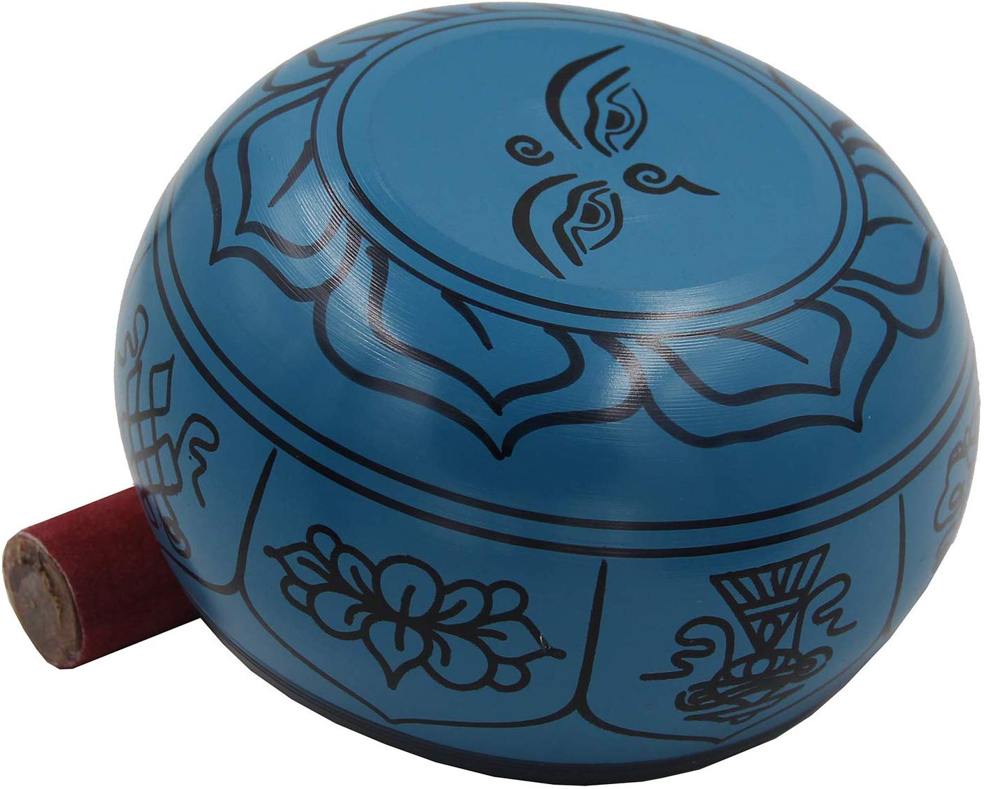 Yoga Meditation 6 Inches 8 Lucky Symbols Singing Bowl/Cushion/Leather Mallet Gift Set (Turquoise) - DharmaObjects