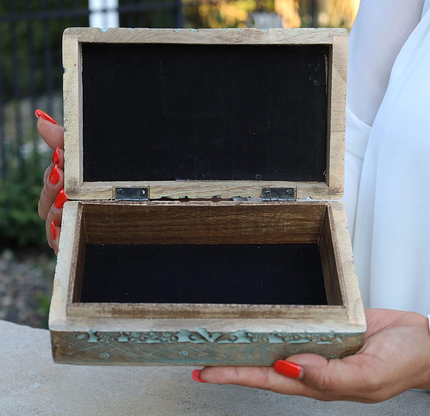 Large Hand Carved Tree of Life Wooden Box Keepsake Storage Multi Utility - DharmaObjects