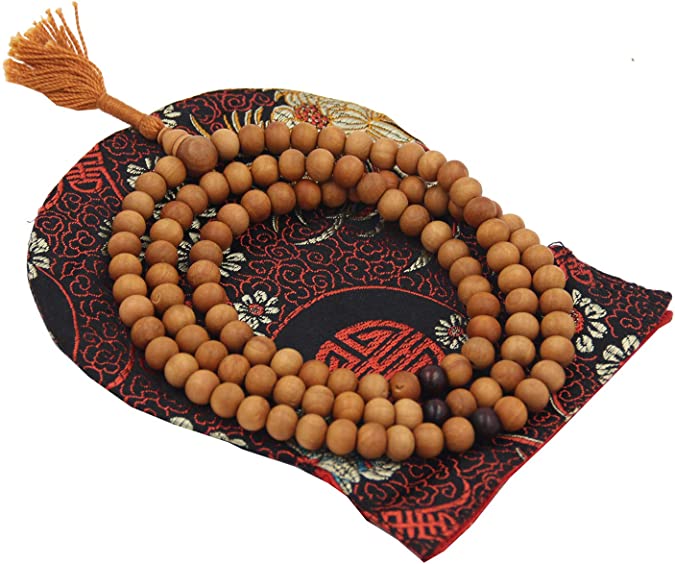 Mysore Sandalwood 108 Bead Meditation Mala | Tibetan Buddhist Prayer Beads | Yoga Japa Mala Necklace | Natural Sandalwood Spiritual Gift - DharmaObjects