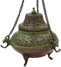 Tibetan Traditional Hanging Incense Burner Copper (5.5 x 4.5 x 4.5 Inches, Hanging 7) - DharmaObjects
