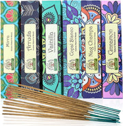 DharmaObjects Premium Incense Sticks - Mix 6 Scents , Myrrh, Arruda, Vanilla, Copal Blanco, Cinnamon, Nag Champa Incense Gift Set