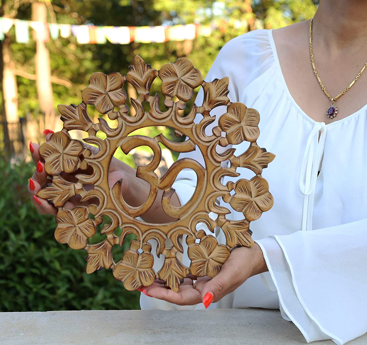 Handcrafted Wooden Om Wall Decor Hanging Art - DharmaObjects