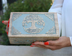 Hand Carved Jewelry Trinket Keepsake Wooden Storage Box (Celtic Tree of Life, Large) - DharmaObjects