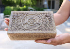 Triple Moon Hand Carved Jewelry Trinket Keepsake Wooden Storage Box (Triple Moon, Large) - DharmaObjects