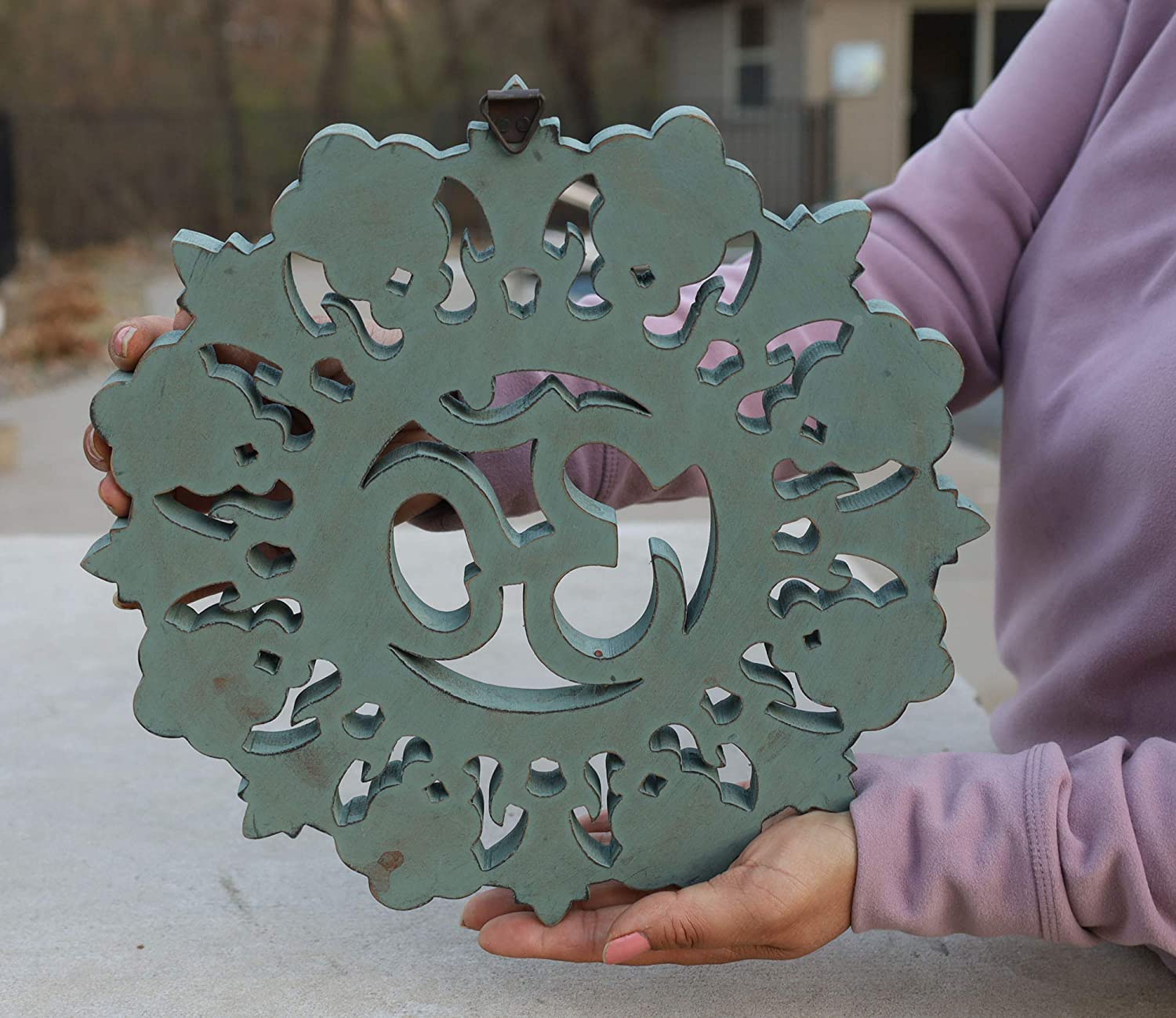 Handcrafted Wooden Om Wall Decor Hanging Art - DharmaObjects