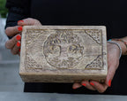 Hand Carved Jewelry Trinket Keepsake Wooden Storage Box (Celtic Tree of Life, Large) - DharmaObjects