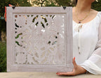 Handcrafted Lotus Wood Wall Panel Decor Hanging Art 16" X 16" - DharmaObjects