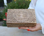Large Hand Carved Tree of Life Wooden Box Keepsake Storage Multi Utility - DharmaObjects