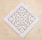 Handcrafted Lotus Wood Wall Panel Decor Hanging Art 16" X 16" - DharmaObjects