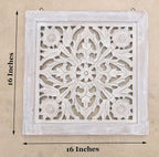 Handcrafted Lotus Wood Wall Panel Decor Hanging Art 16" X 16" - DharmaObjects