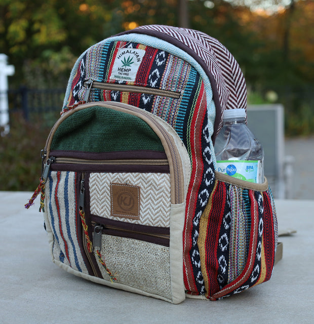 KayJayStyles Handmade Natural Hemp Nepal Backpack Purse for Women & Girls Small Lightweight Daypack