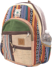 KayJayStyles Natural Handmade Large Multi Pocket Hemp Nepal Backpack (BKPK-6)