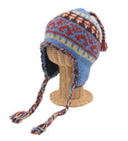 Nepal Hand Knit Ear Flaps Beanie Ski Wool Hat & Glove Mitten Set - DharmaObjects