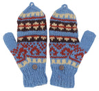 Nepal Hand Knit Ear Flaps Beanie Ski Wool Hat & Glove Mitten Set - DharmaObjects