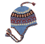 Nepal Hand Knit Ear Flaps Beanie Ski Wool Hat & Glove Mitten Set - DharmaObjects