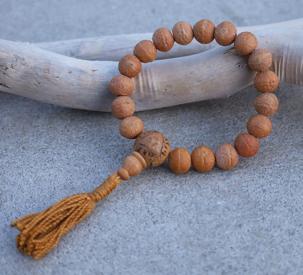 Tibetan Rare To Find Buddhist Meditation Nepal Bodhi Seed Wrist Mala / Small Beads With Free Mala Bag