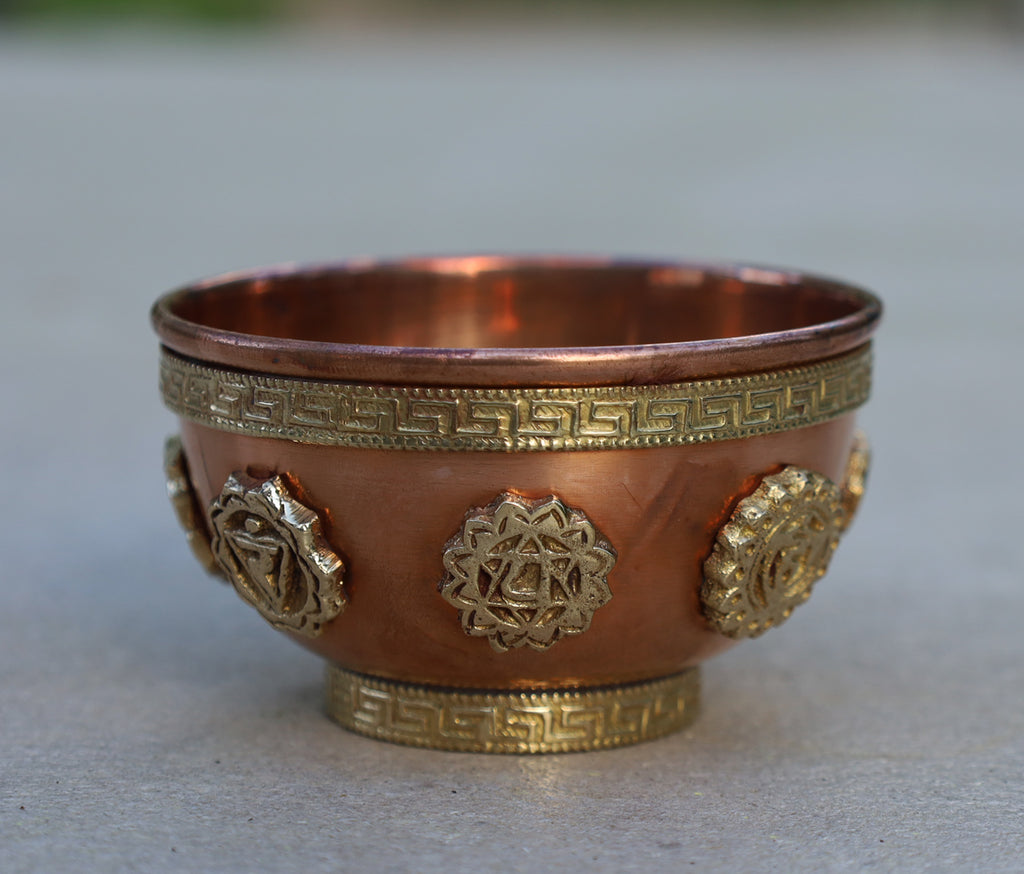7 Chakra Copper Bowl Smudge, Charcoal, Incense Burner, Ritual Altar Bowl, Offering Bowl. - DharmaObjects