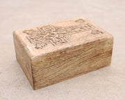 Hand Carved Celtic Cross Wooden Box Keepsake Jewelry Storage