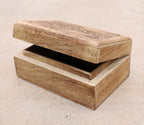 Hand Carved Celtic Cross Wooden Box Keepsake Jewelry Storage - DharmaObjects