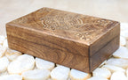 Hand Carved Celtic Cross Wooden Box Keepsake Jewelry Storage - DharmaObjects