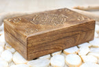 Hand Carved Celtic Cross Wooden Box Keepsake Jewelry Storage - DharmaObjects